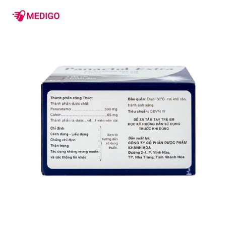 Thuốc giảm đau hạ sốt Panactol Extra hộp 100 viên Medigo