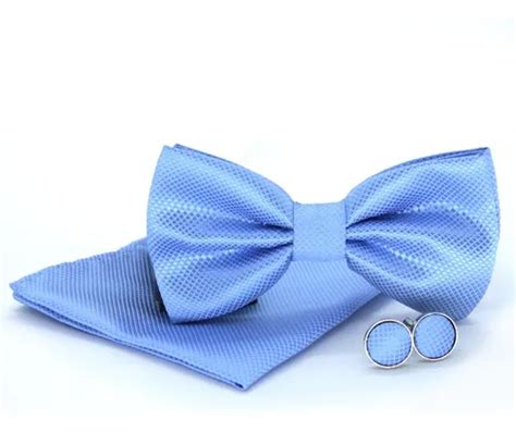 Gravata Azul Celeste - Kit Gravata Borboleta Seda Azul Celeste + Lenço Abotoaduras Comprimento ...