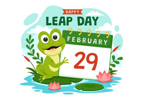 Happy Leap Day Vector Illustration On February With Jumping Frogs