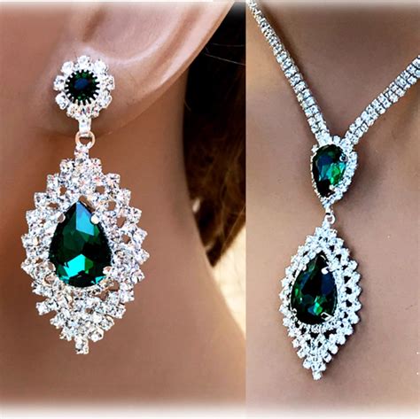 Green Emerald Bridal Jewelry Wedding Jewelry Bridesmaid Etsy Bridal