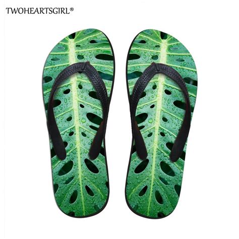 Buy Twoheartsgirl Cool Fresh Leaf Pattern Men Flip Flop For Beach Summer