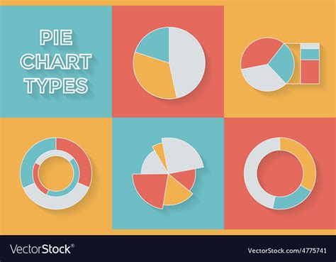 Pie Chart Types Set Infographic Elements Vector Image