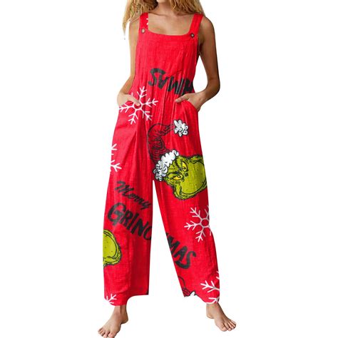 Christmas Costume Grinch Jumpsuit Womens Casual Overalls Jumpsuits