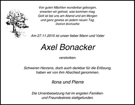 Traueranzeigen Von Axel Bonacker Trauer In NRW De