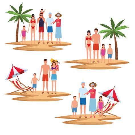 vacation on the beach family 657518 Vector Art at Vecteezy