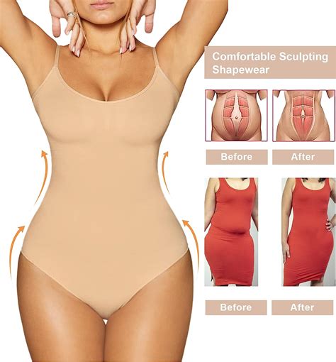 Shaperx Low Back Bodysuit For Women Tummy Control Shapewear Seamless