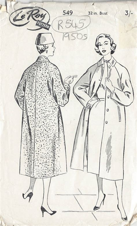 S Vintage Sewing Pattern Coat B R Le Roy Etsy