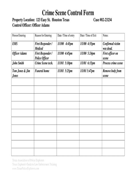 Fillable Online Co Wise Tx Crime Scene Control Form Co Wise Tx Fax