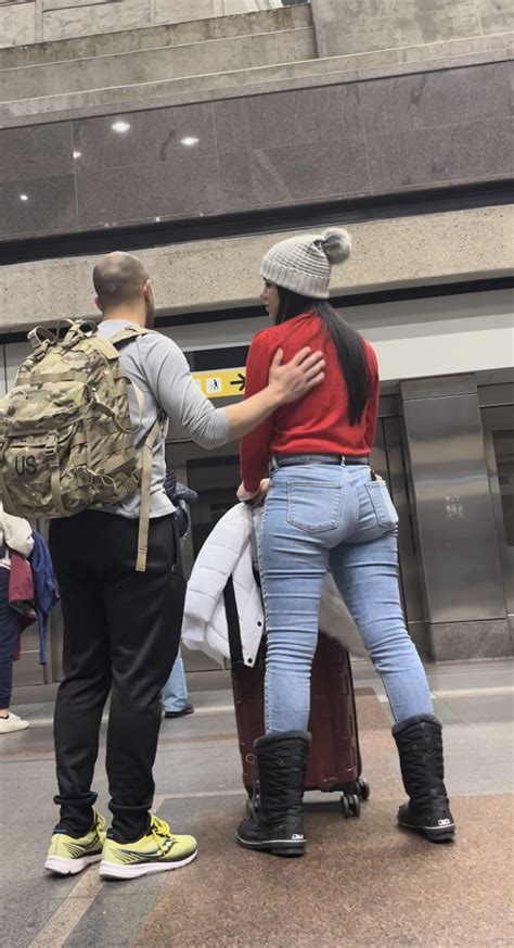 Winter Latina In Tight Jeans Vpl And Close Faceshots With Bald Bf Re