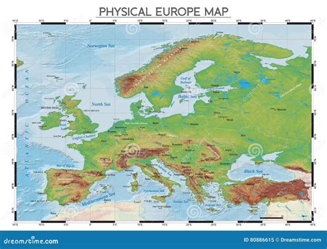 Carta Geografica Fisica Europa