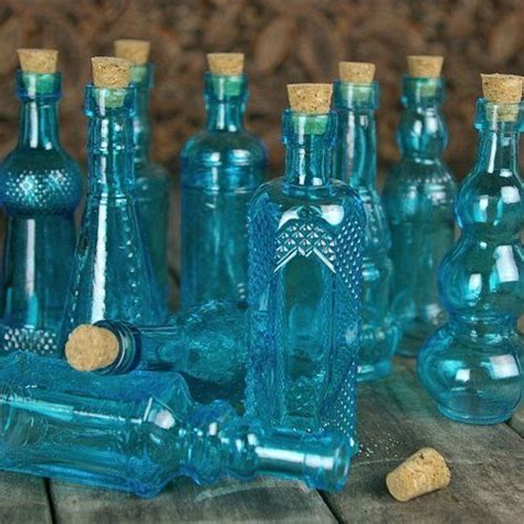 Vintage Glass Bottles With Corks Bud Vases Assorted Shapes 5 Inch