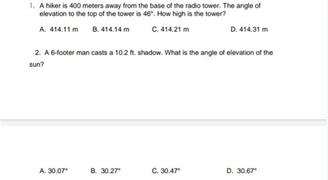 Solved A Hiker Is Meters Away From The Base Of The Radio Tower