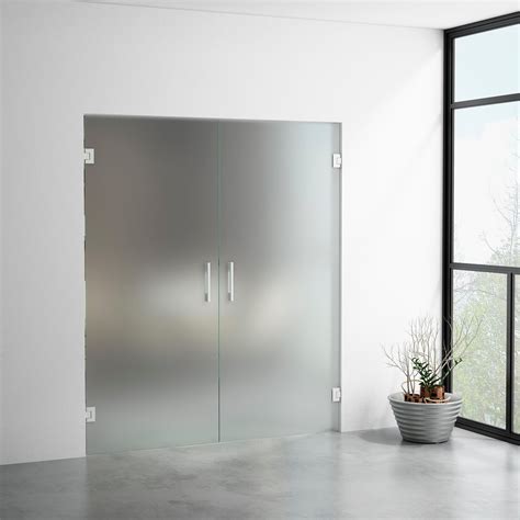 Puerta abatible cristal Berlín 2 hojas mate y herraje blanco hueco