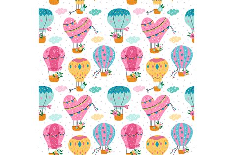 Hot Air Balloons Seamless Pattern Cute Graphic By Vectorbum Creative Fabrica