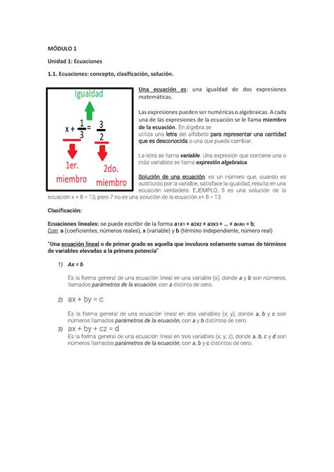 Lgebra Modulo Resumen Mod Y M Dulo Unidad Ecuaciones