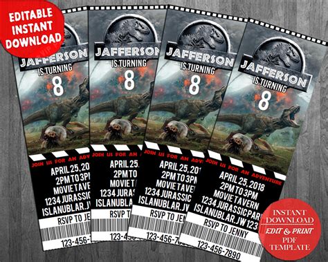 Jurassic Park Birthday Invitation Jurassic Park Invitation Etsy