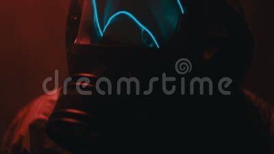 Fireman With Gas Mask Under Fire Alarm Lights Stock Footage Video Of