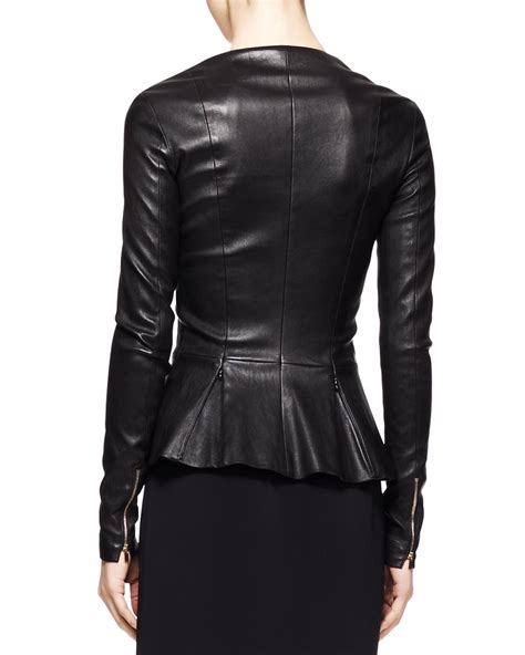 Lyst The Row Anasta Leather Peplum Jacket Black In Black