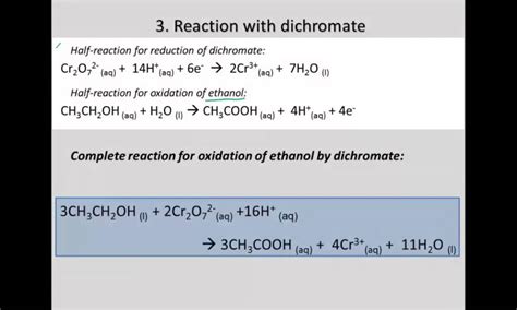 Potassium Dichromate Oxidation