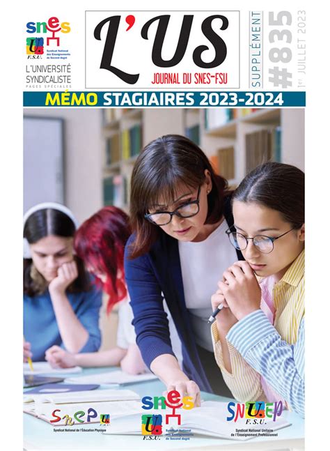 Mémo Stagiaires 2023 2024 Le Site du SNEP FSU