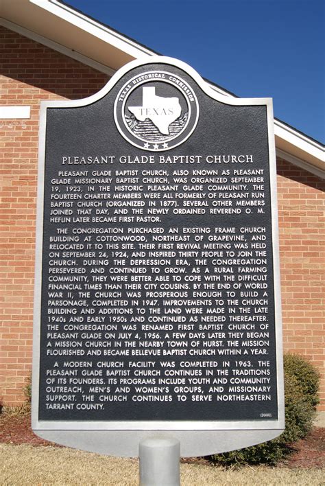 Pleasant Glade Baptist Church Texas Historical Markers