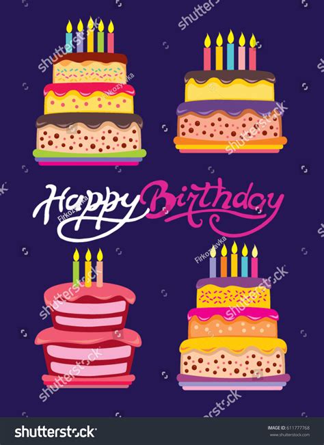 Happy Birthday Cake Vector Illustration Stock Vector Royalty Free