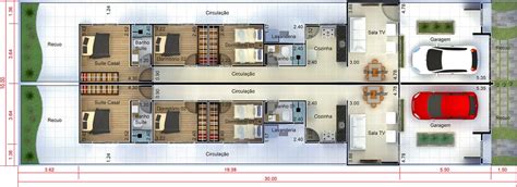 Planta De Casa Geminada Projetos De Casas Modelos De Casas E