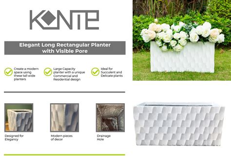 Kante Large In L Pure White Lightweight Concrete Retro Rectangle