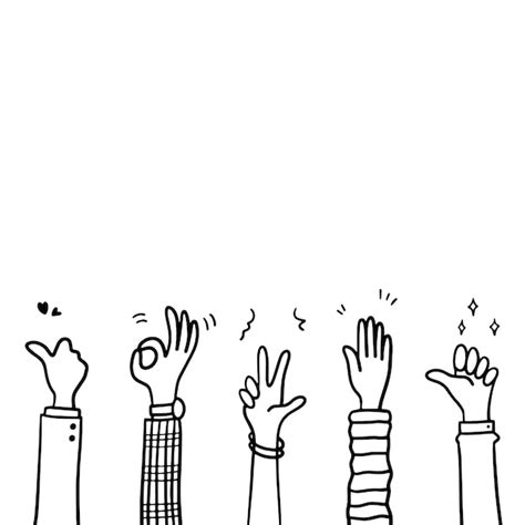 Premium Vector Doodle Applause Gestures Of Hands Up Or Hands Clapping