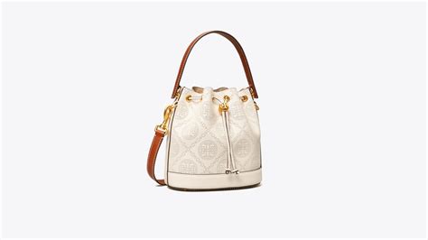 T Monogram Perforated Bucket Bag Womens Designer Crossbody Bags Tory Burch