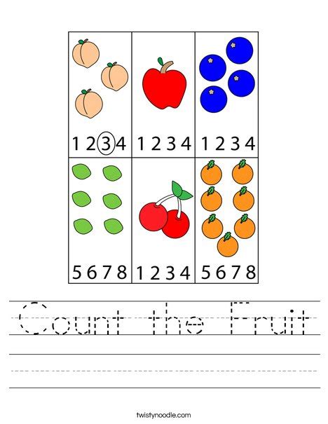 Count The Fruit Worksheet Twisty Noodle