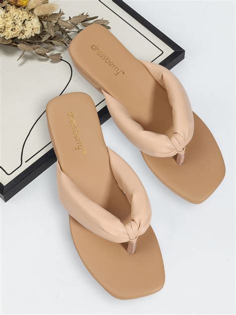 Buy DressBerry Nude Coloured Open Toe Flats Flats For Women 29671260 Myntra