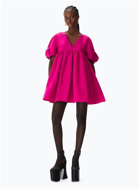 Puff Gathered Sleeves Mini Dress Fuchsia Nina Ricci