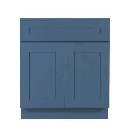 Lifeart Cabinetry Lancaster Blue Plywood Shaker Stock Assembled Base Kitchen Cabinet 30 In W X