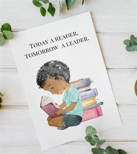 Today A Reader Tomorrow A Leader Poster Book Nook Wall Art Etsy