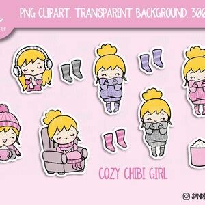 Blonde Cozy Chibi Girl Clipart Chibi Girl Personal And Commercial Use Etsy