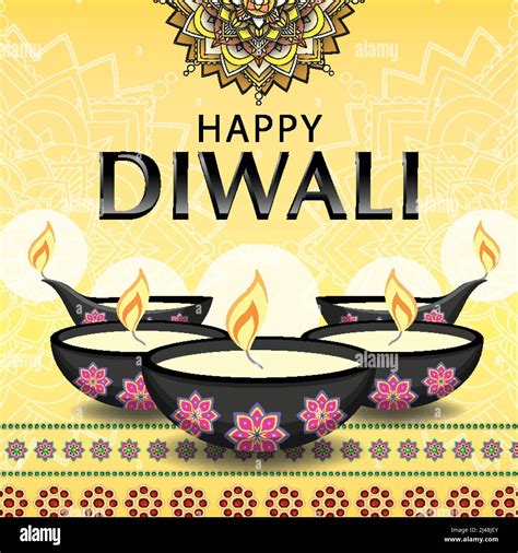 Happy Diwali Indian Festival Banner Illustration Stock Vector Image