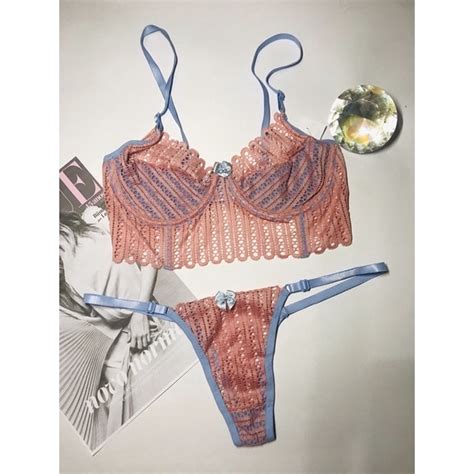 Conjunto De Lingerie Carla Rendado Forro Sem Bojo Shopee Brasil