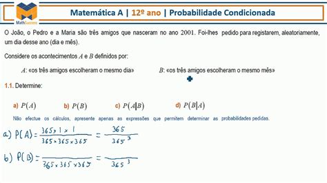 Probabilidade Condicionada Matemática 12º Ano Youtube