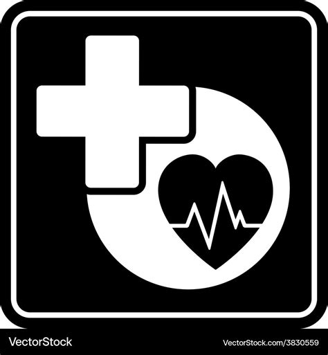 Black health care icon with heart and medical Vector Image