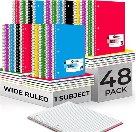 Amazon Rosmonde 48 Pack 1 Subject Spiral Notebook Wide Ruled