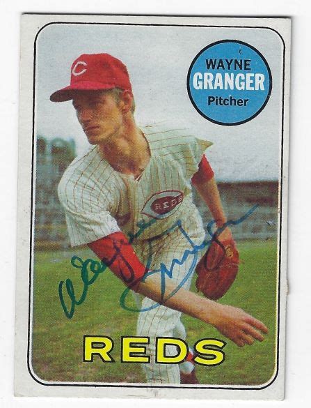 Autographed Wayne Granger Cincinnati Reds Topps Card Main Line