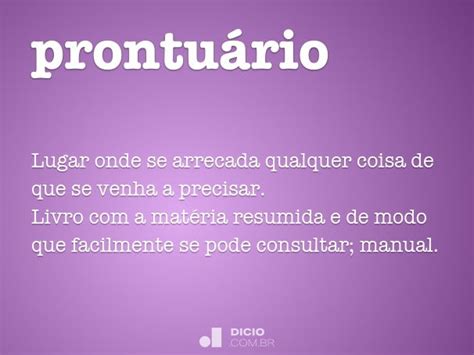 O Que Significa Prontuário - Prontuário - Dicio, Dicionário Online de Português