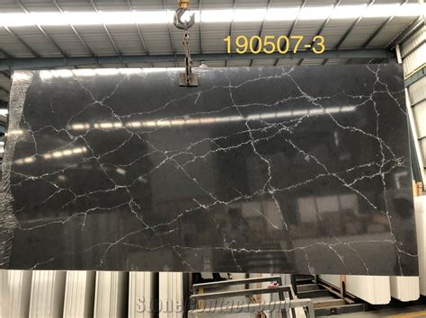 Artificial Black Quartz Calacatta Angelo Quartz Slabs From China