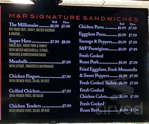 M R Deli Menu In The Bronx New York Usa