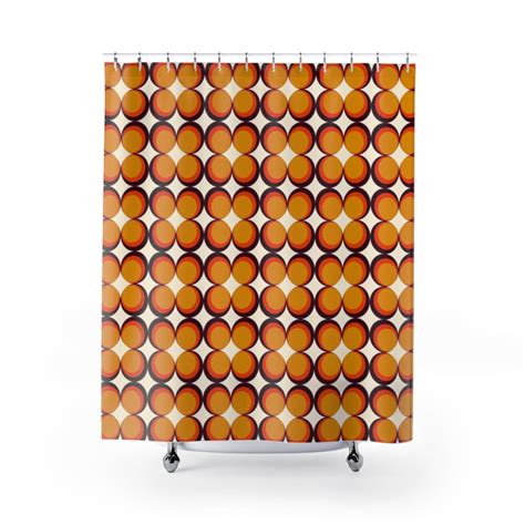 Retro Shower Curtain Mid Century Modern Shower Curtain Boho Etsy