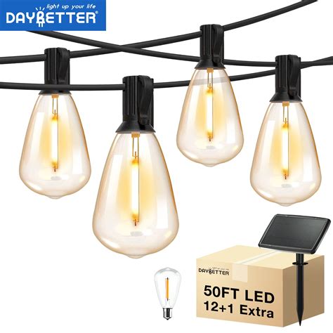 DAYBETTER 50ft LED Solar String Lights Waterproof Dimmable