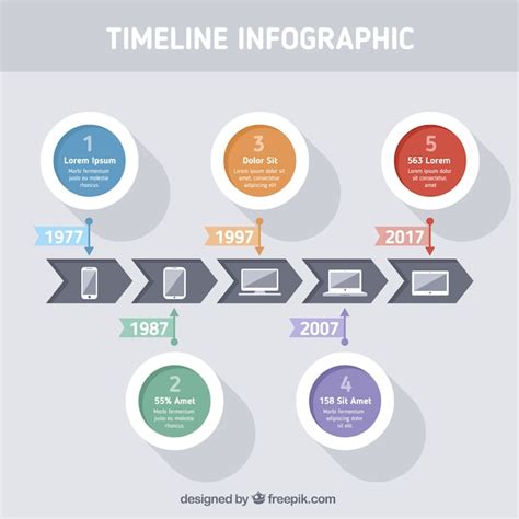 Free Vector Timeline Infographic With Colorful Circles And