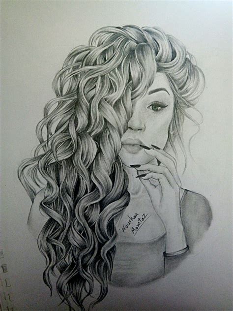 Curly Hair Pencil Drawing | Images and Photos finder