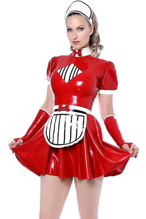 Missy Maids Latex Rubber Uniform Flared Dress Includes Etsy